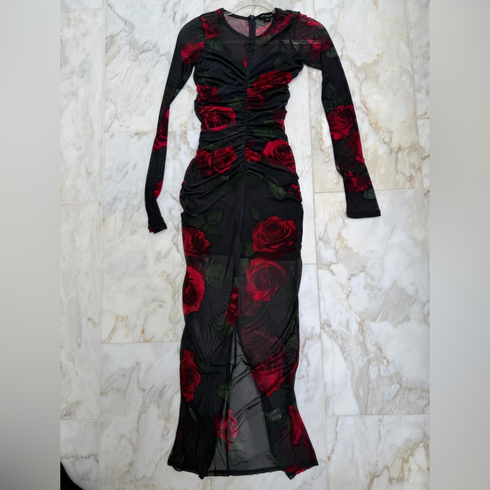 Good American Mesh Ruched Maxi Dress - Picture 2 of 5